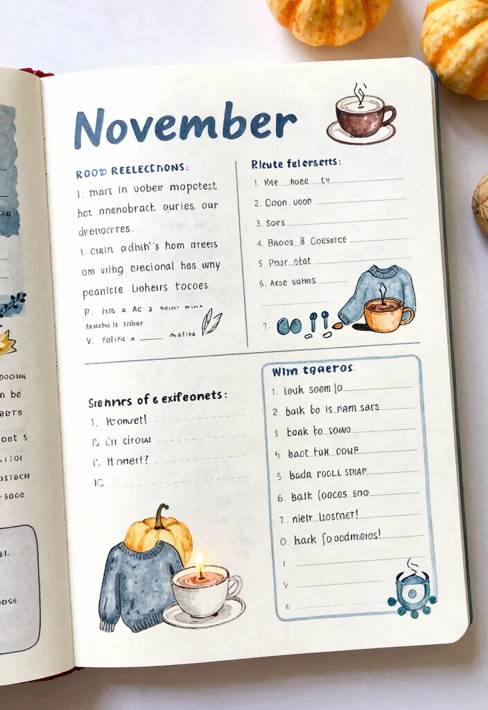 10 Journal Ideas for November: Cozy Minimal Layouts - 6. November Reflection Page 1