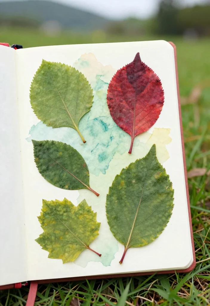 10 Leaf Journal Ideas Nature Inspired Page Designs - 2. Pressed Leaf Collage 1