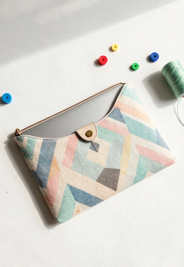 10 MacBook Decoration Ideas Aesthetic Without Stickers - 6. Handmade MacBook Pouch 1