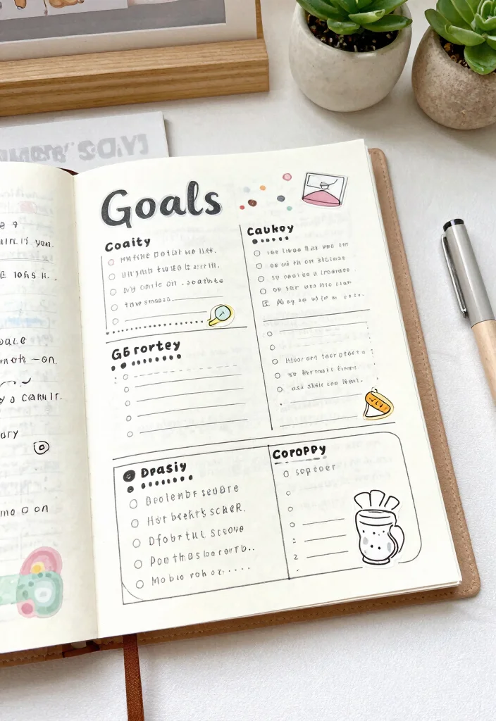 10 Midori Journal Ideas: Minimal and Functional Layouts - 5. Goals Page 1