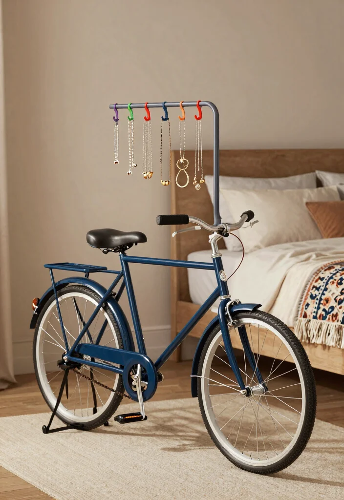 10 Old Cycle Decoration Ideas: Creative Upcycling Projects 10 10 Old Cycle Decoration Ideas: Creative Upcycling Projects - 10. Bicycle Frame Jewelry Organizer 1