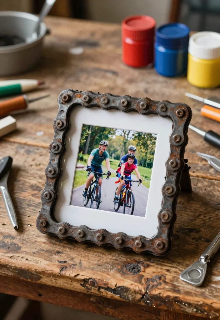 10 Old Cycle Decoration Ideas: Creative Upcycling Projects 4 10 Old Cycle Decoration Ideas: Creative Upcycling Projects - 4. Bicycle Chain Picture Frame 1