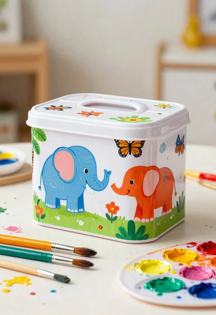 10 Plastic Box Painting Ideas to Instantly Upgrade Cheap Storage - 2. Whimsical Animal Patterns 1