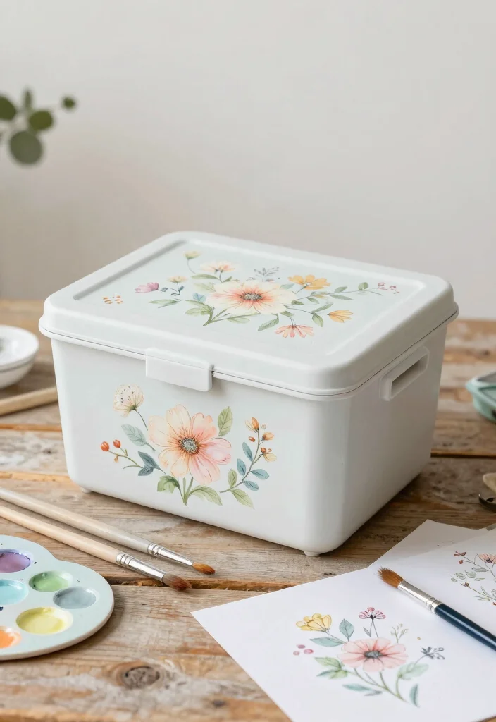 10 Plastic Box Painting Ideas to Instantly Upgrade Cheap Storage - 3. Vintage Floral Prints 1