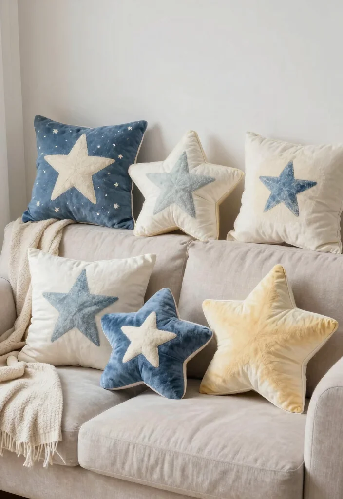 10 Star Craft Ideas for Cute and Simple Decorations - 5. Star-Themed Throw Pillows 1