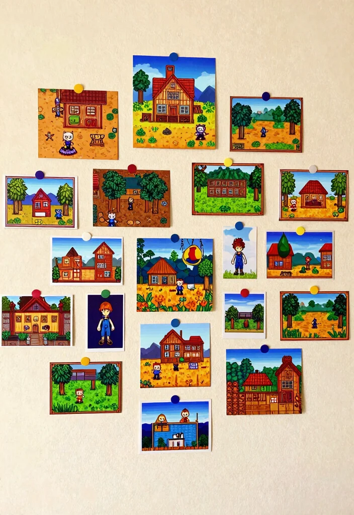 10 Stardew Valley Decoration Ideas for a Cozy Gamer Room DIY - 10. A Stardew Valley Memory Wall 1
