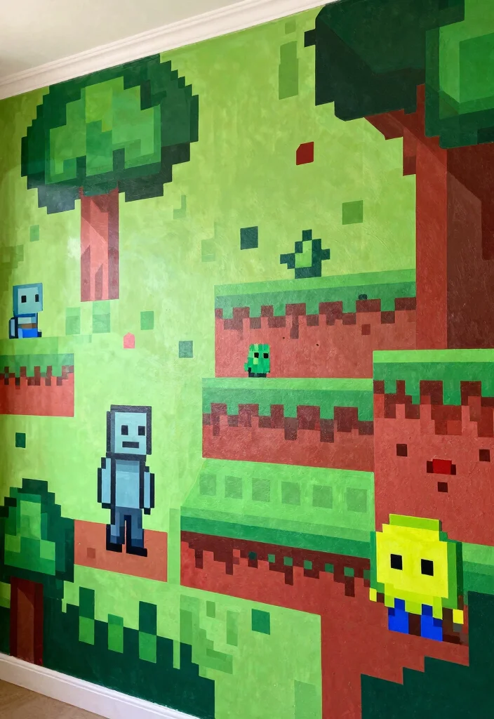 10 Terraria Decoration Ideas: Creative Gamer Inspired Decor - 1. Pixel Art Wall Murals 1
