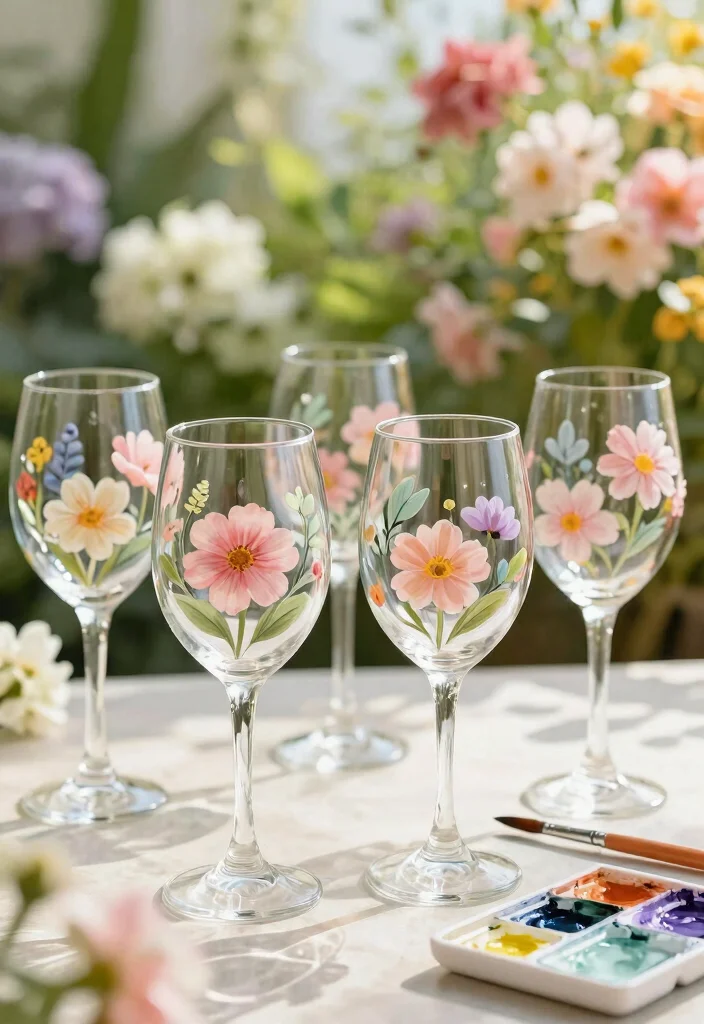 10 Wine Glass Painting Ideas Easy Enough for Beginners - 2. Floral Delights for Spring 1
