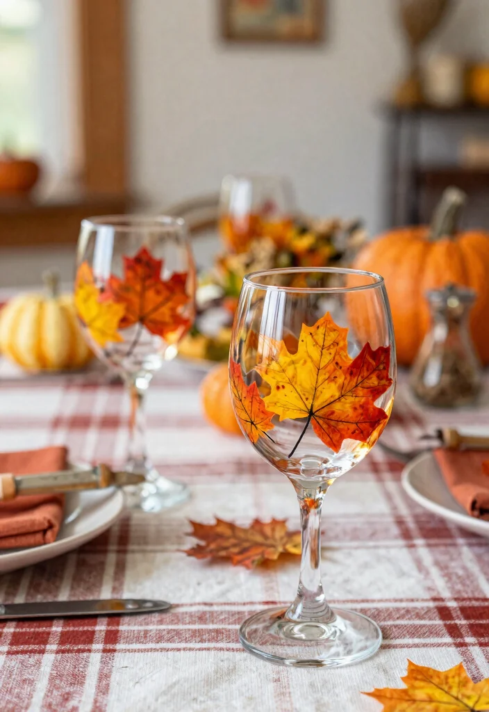 10 Wine Glass Painting Ideas Easy Enough for Beginners - 4. Autumn Leaves for Fall 1