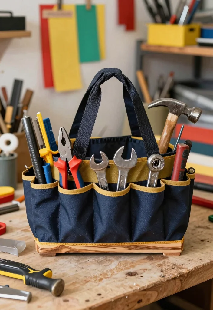 10 Wood Tool Box Ideas: Practical and Durable Builds - 7. Tool Tote with Pockets 1