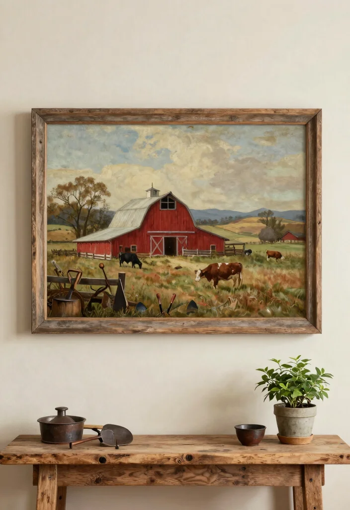 12 Barn Painting Ideas for Rustic Farmhouse Wall Decor - 2. Vintage Farm Scene 1