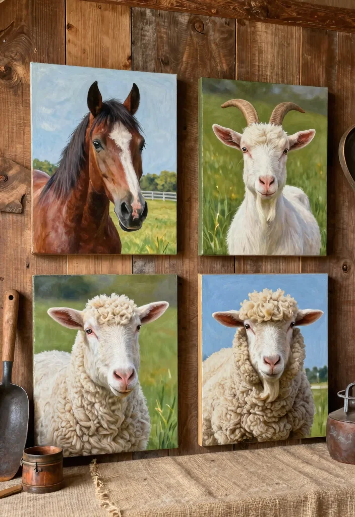 12 Barn Painting Ideas for Rustic Farmhouse Wall Decor - 8. Barn Animal Portraits 1