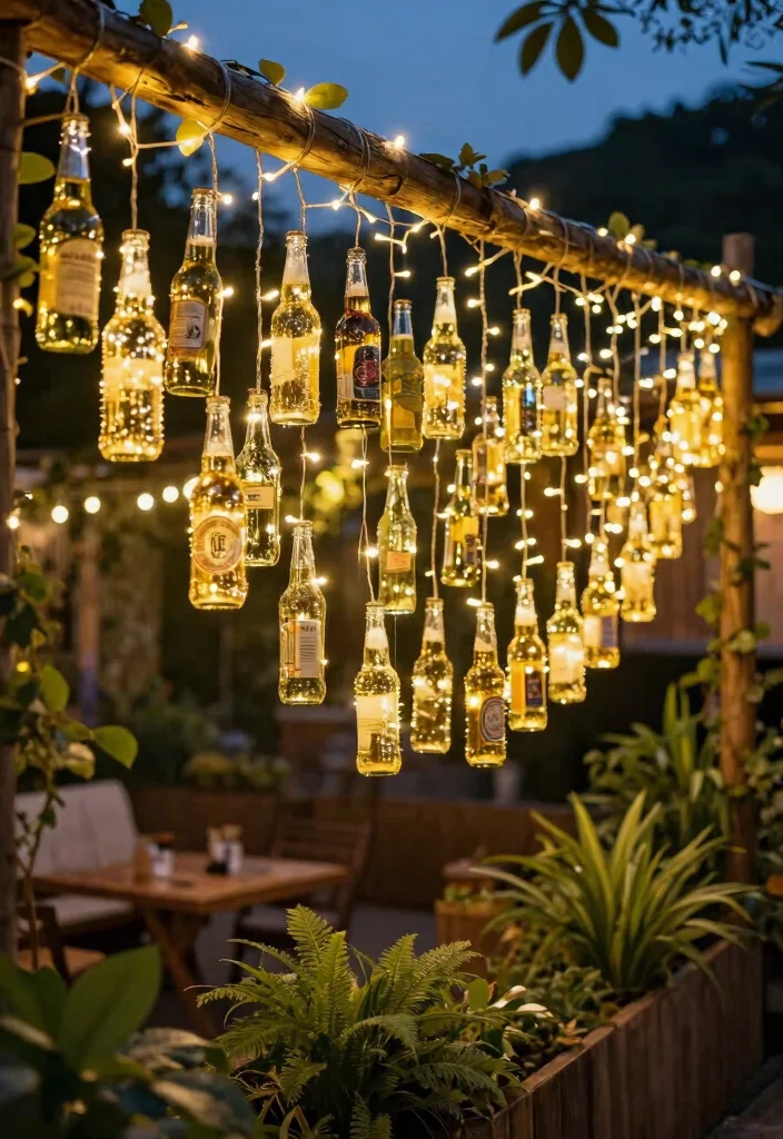12 Beer Bottle Decoration Ideas Stylish Upcycled Home Decor - 3. Decorative String Lights 1