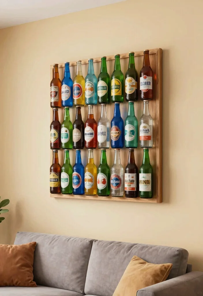 12 Beer Bottle Decoration Ideas Stylish Upcycled Home Decor - 4. Upcycled Beer Bottle Wall Art 1