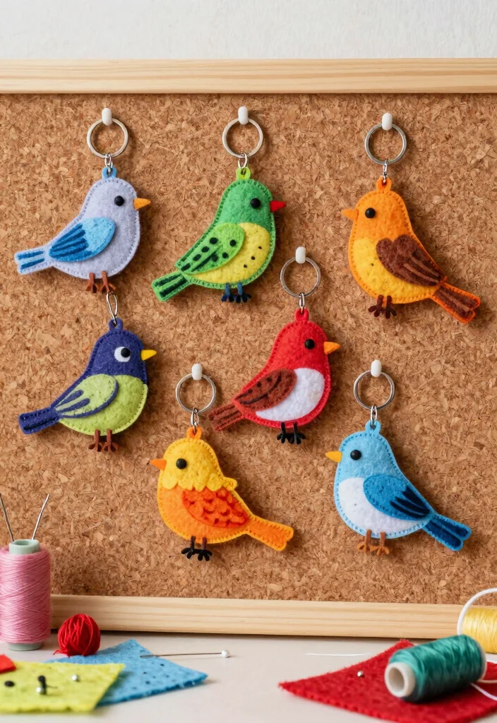 12 Bird Craft Ideas Cute and Beginner Friendly - 10. Felt Bird Keychains 1