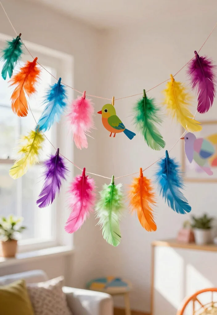 12 Bird Craft Ideas Cute and Beginner Friendly - 6. Feathered Friends Garland 1