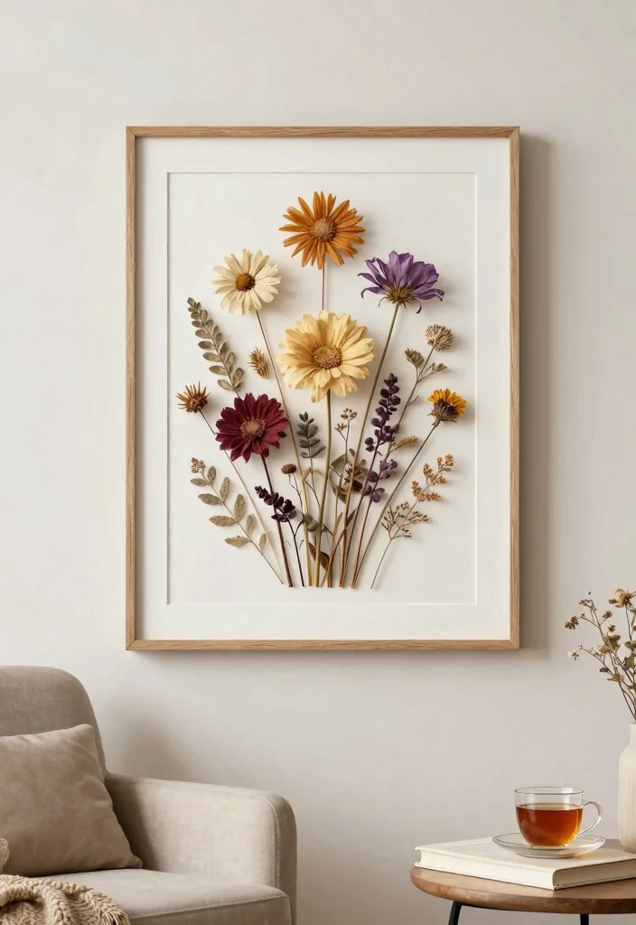 12 Craft Ideas Wall Decor Easy Handmade Accents - 10. Dried Flower Wall Art 1