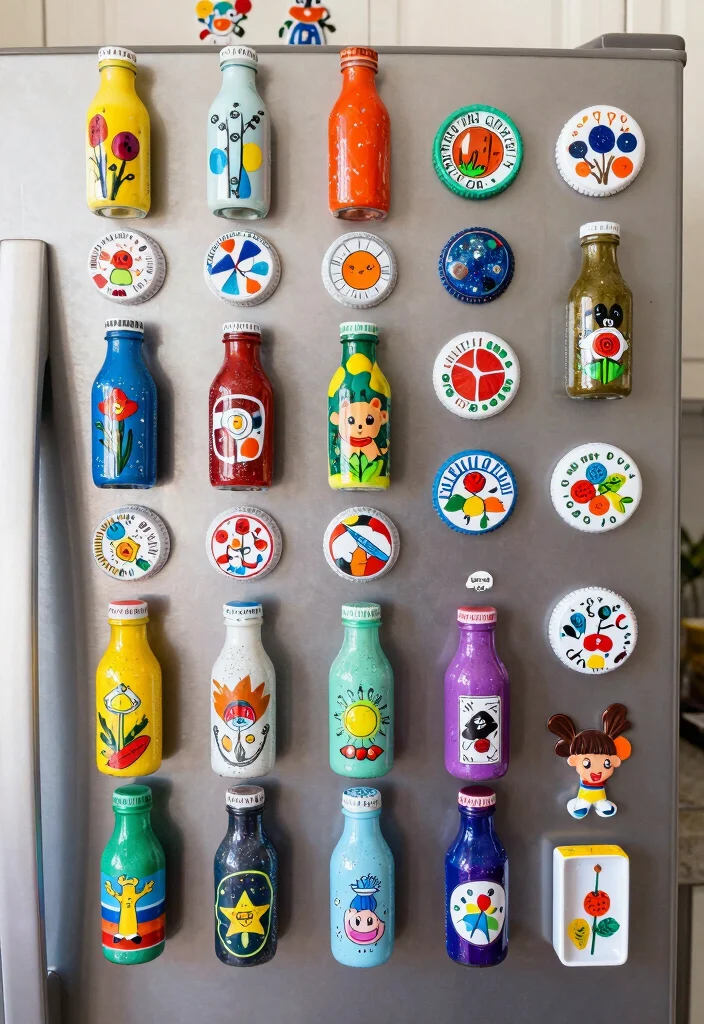 12 Craft Ideas for School: Easy and Fun Eco-Friendly Projects 3 12 Craft Ideas for School: Easy and Fun Eco-Friendly Projects - 3. Bottle Cap Magnets 1