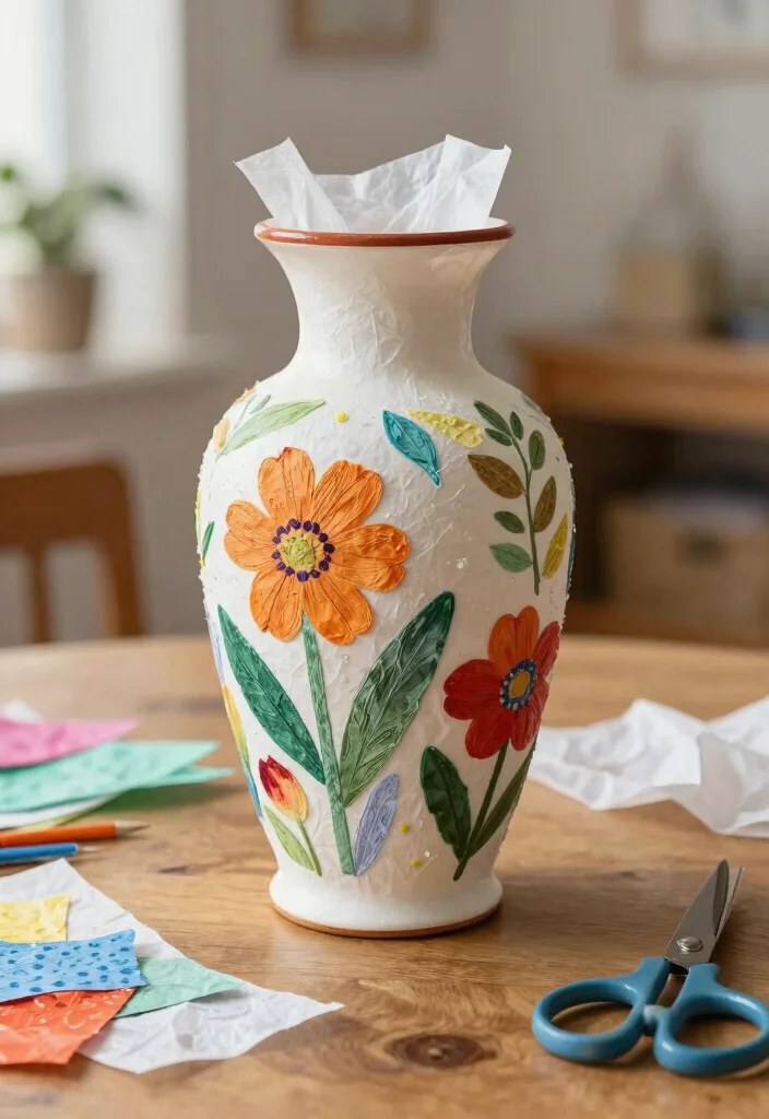 12 Craft Ideas with Tissue Paper: Easy and Budget Friendly - 5. Tissue Paper Decoupage 1