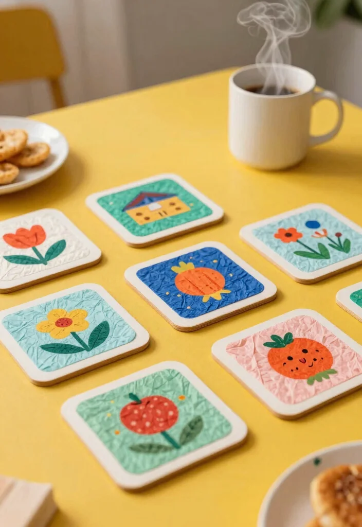 12 Craft Ideas with Tissue Paper: Easy and Budget Friendly - 6. Tissue Paper Coasters 1