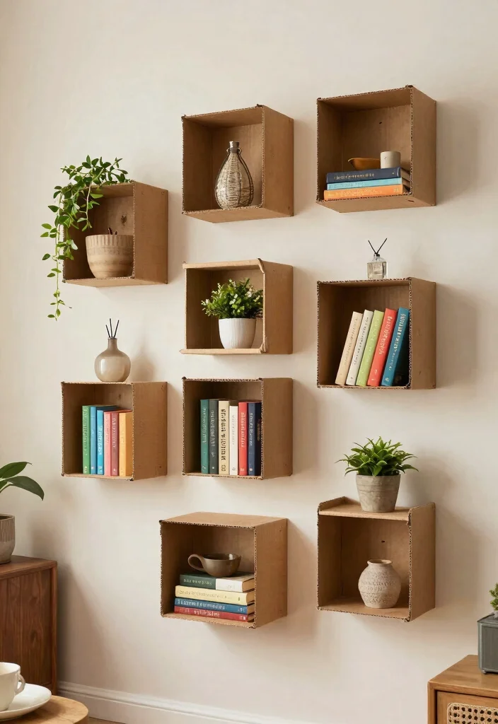 12 Creative Carton Decoration Ideas for Your Eco-Friendly Home - 11. Customized Wall Shelves 1