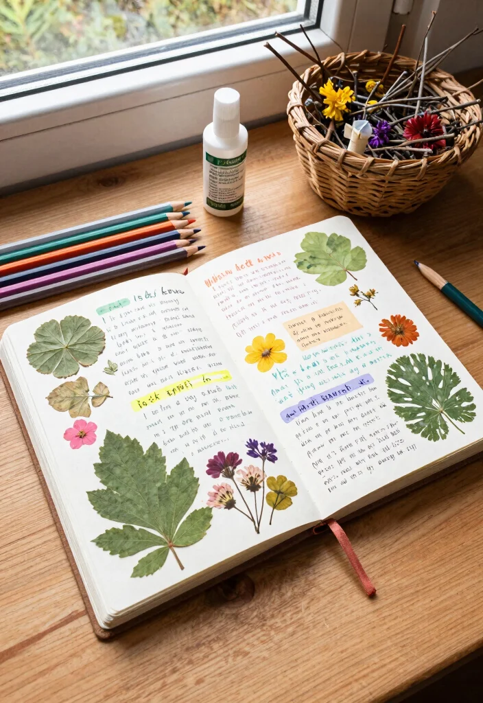 12 DIY Book Journal Ideas for Creative Readers - 2. Nature-Inspired Scrapbook Journal 1