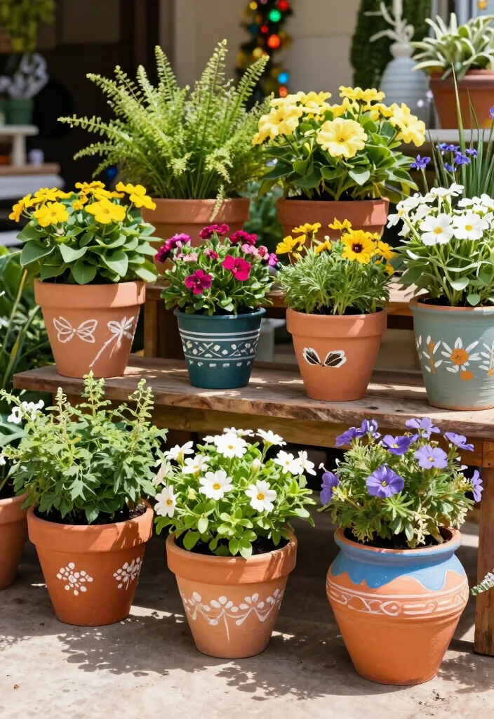 12 DIY Haldi Decoration Ideas at Home: Simple Setup - 3. Hand-Painted Clay Pots 1