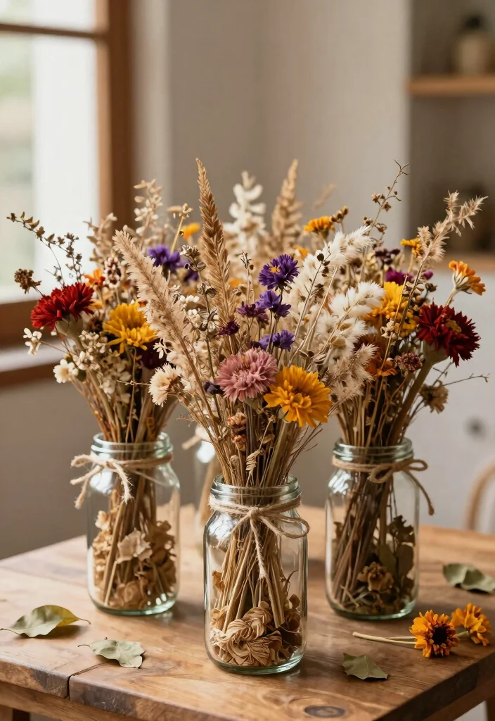 12 DIY Haldi Decoration Ideas at Home: Simple Setup - 6. Natural Dried Flower Arrangements 1