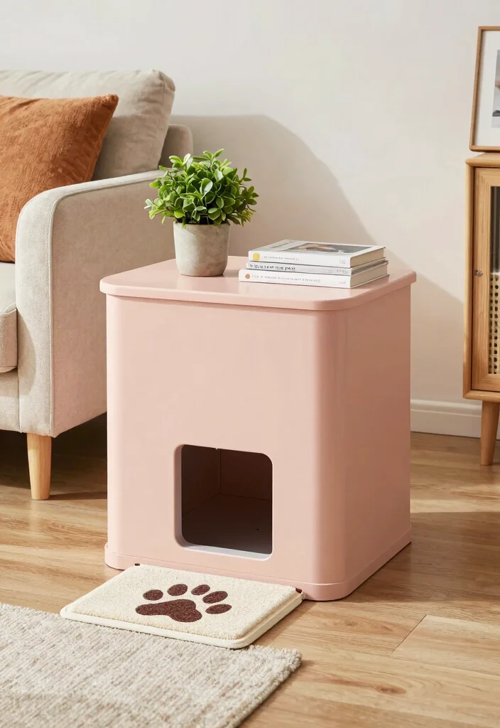 12 DIY Hidden Litter Box Ideas Clean Home Friendly - 1. Stylish Side Table Litter Box 1