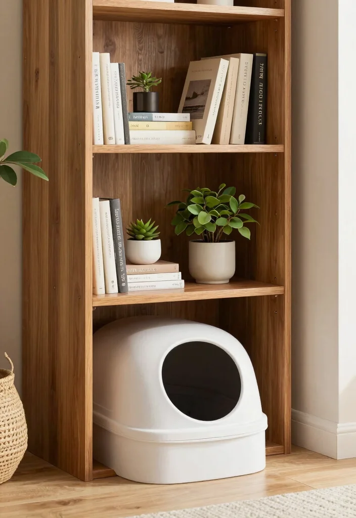 12 DIY Hidden Litter Box Ideas Clean Home Friendly - 3. Bookcase Litter Box 1
