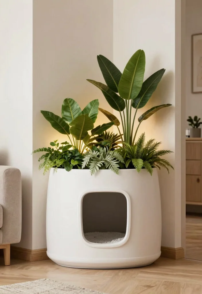 12 DIY Hidden Litter Box Ideas Clean Home Friendly - 8. Decorative Wall Planter Litter Box 1