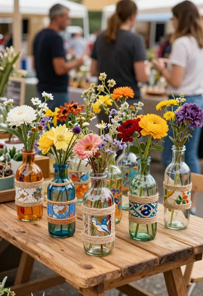 12 DIY Stall Decoration Ideas: Budget Friendly and Eye Catching 3 12 DIY Stall Decoration Ideas: Budget Friendly and Eye Catching - 3. Recycled Glass Bottle Vases 1
