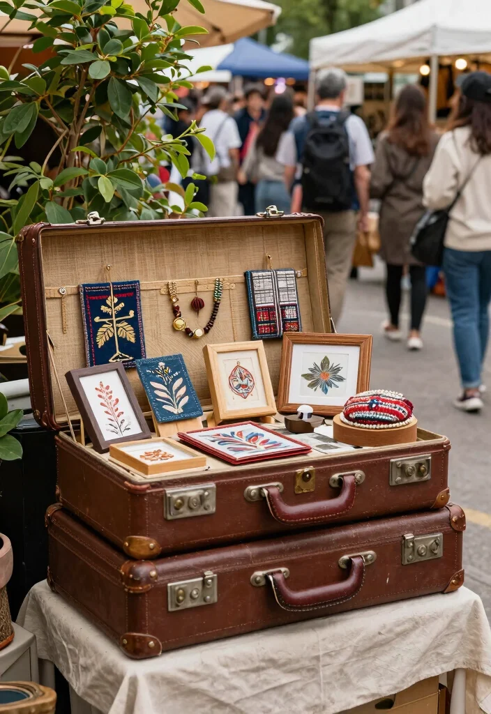 12 DIY Stall Decoration Ideas: Budget Friendly and Eye Catching 8 12 DIY Stall Decoration Ideas: Budget Friendly and Eye Catching - 8. Vintage Suitcase Display 1