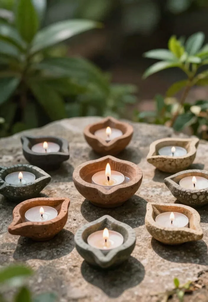 12 Diya Decoration Ideas Creative DIY Festival Decor 10 12 Diya Decoration Ideas Creative DIY Festival Decor - 10. Natural Stone Diyas 1