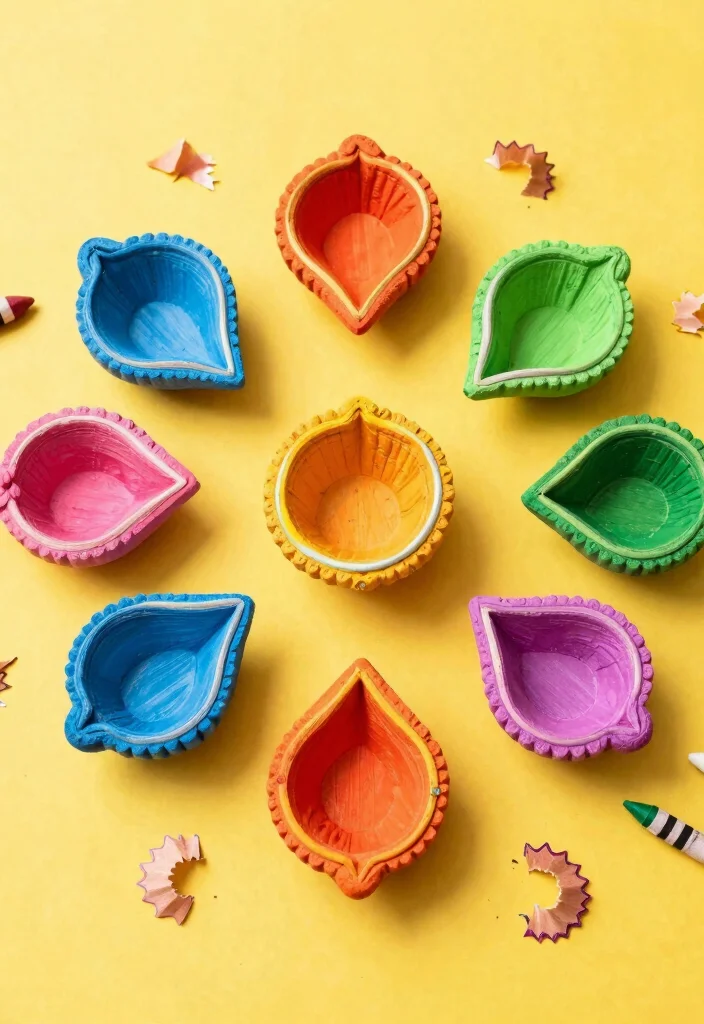 12 Diya Decoration Ideas Creative DIY Festival Decor 11 12 Diya Decoration Ideas Creative DIY Festival Decor - 11. Colorful Crayon Diyas 1