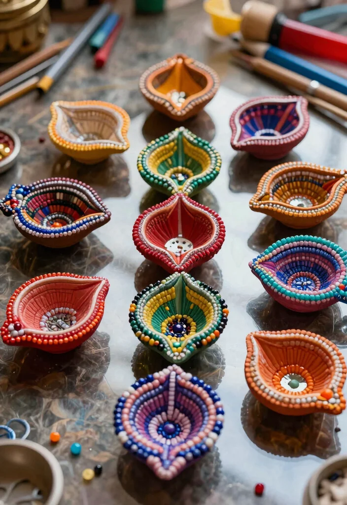 12 Diya Decoration Ideas Creative DIY Festival Decor 8 12 Diya Decoration Ideas Creative DIY Festival Decor - 8. Beaded Diyas 1