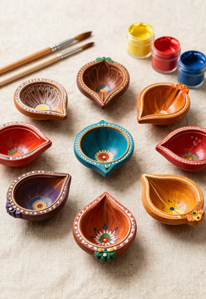 12 Diya Decoration Ideas Creative DIY Festival Decor 9 12 Diya Decoration Ideas Creative DIY Festival Decor - 9. Painted Wooden Diyas 1