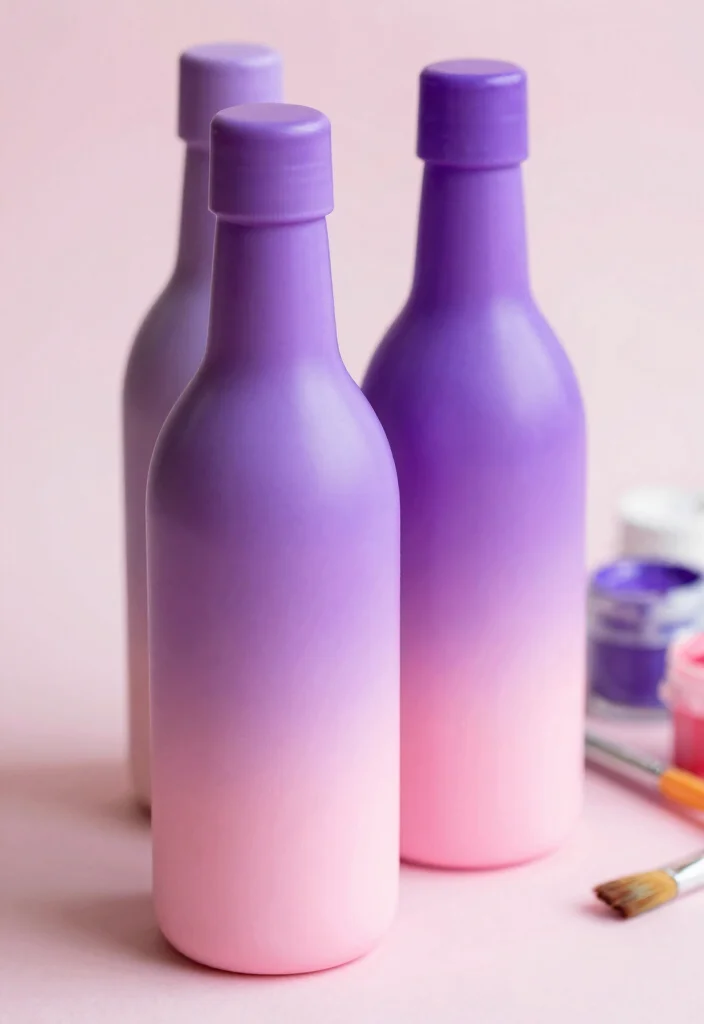 12 Easy Bottle Painting Ideas Using Items You Already Have - 1. Ombre Effect Bottles 1