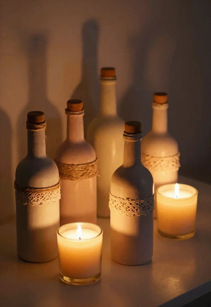 12 Easy Bottle Painting Ideas Using Items You Already Have - 10. Upcycled Bottle Candle Holders 1