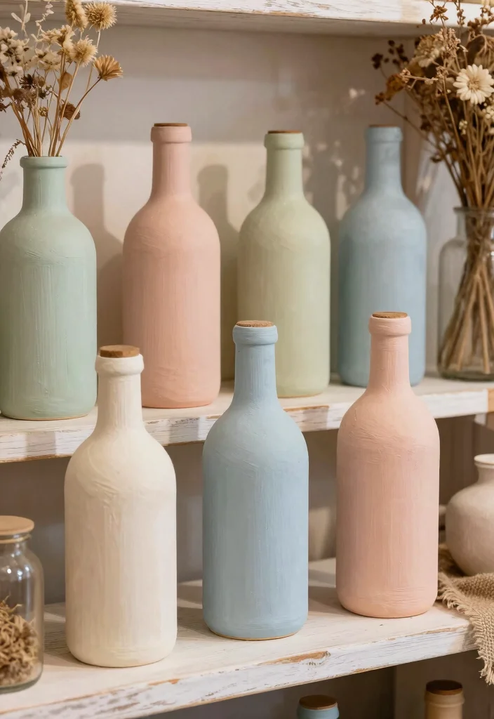 12 Easy Bottle Painting Ideas Using Items You Already Have - 3. Chalk Paint Textures 1