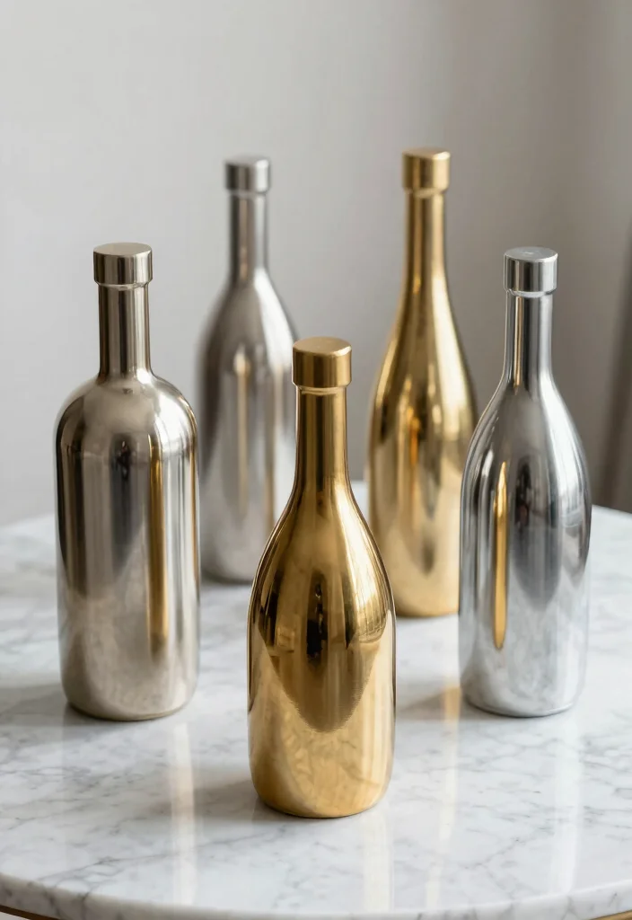 12 Easy Bottle Painting Ideas Using Items You Already Have - 5. Metallic Accents 1
