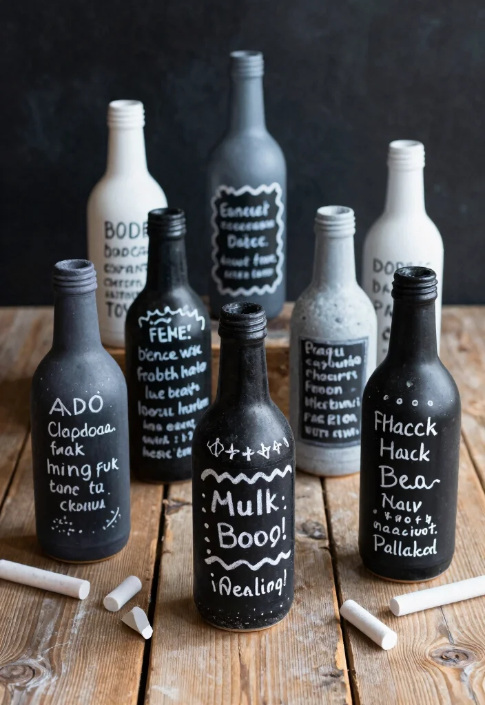 12 Easy Bottle Painting Ideas Using Items You Already Have - 8. Chalkboard Paint Fun 1