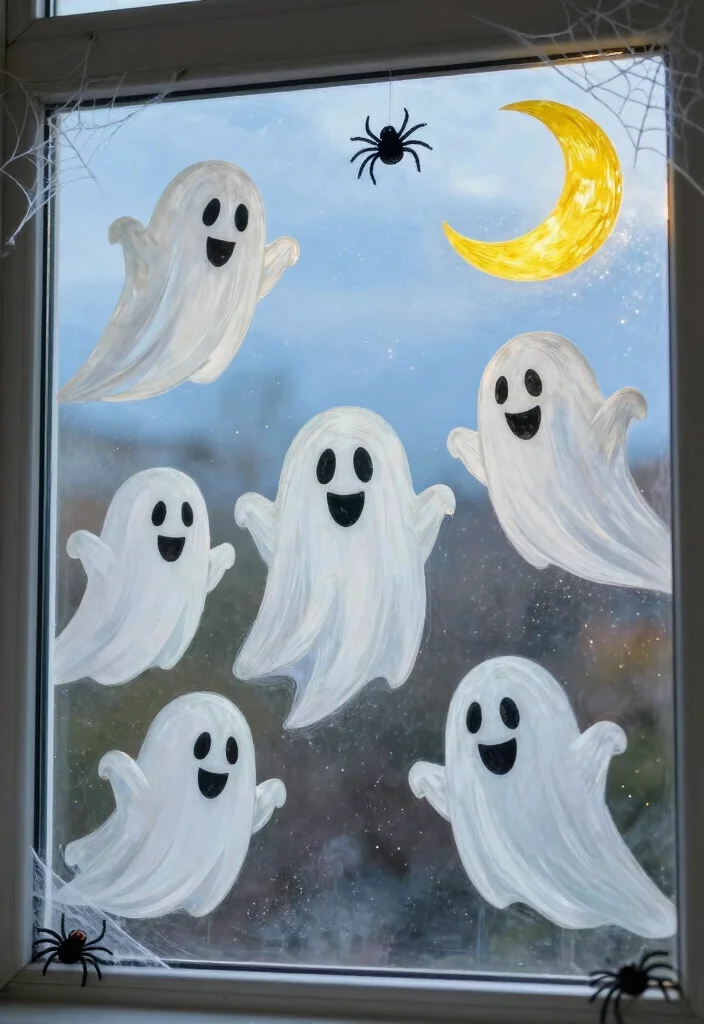 12 Easy Halloween Window Painting Ideas Last Minute Friendly - 1. Friendly Ghosts 1