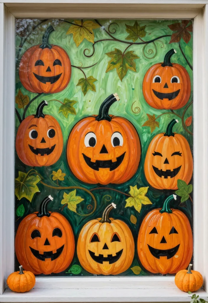 12 Easy Halloween Window Painting Ideas Last Minute Friendly - 2. Cute Pumpkins 1