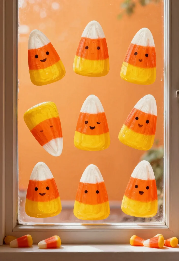 12 Easy Halloween Window Painting Ideas Last Minute Friendly - 5. Colorful Candy Corn 1