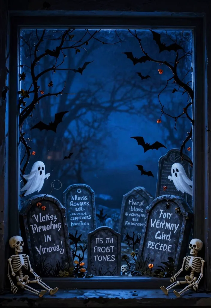 12 Easy Halloween Window Painting Ideas Last Minute Friendly - 6. Terrifying Tombstones 1