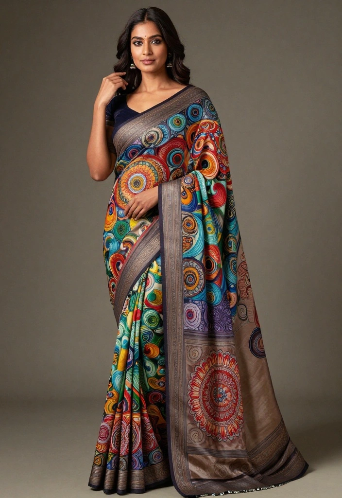 12 Fabric Painting Ideas on Sarees That Look Custom Made - 1. Mandala Magic 1