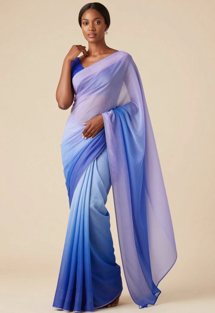 12 Fabric Painting Ideas on Sarees That Look Custom Made - 8. Ombre Effects 1