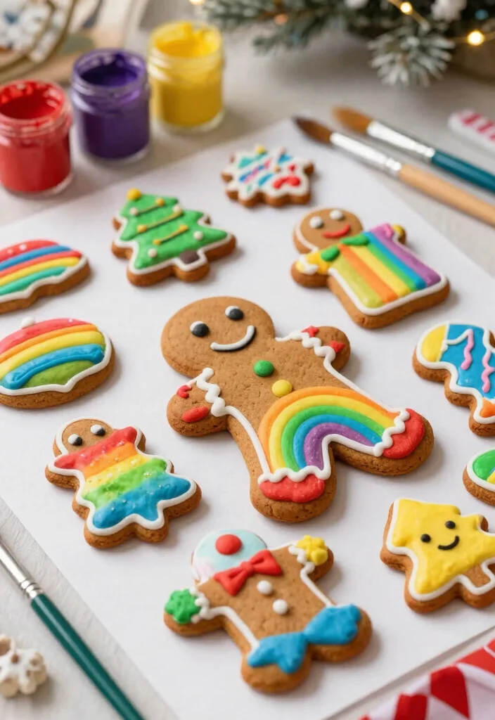 12 Gingerbread Painting Ideas Too Cute to Eat - 2. Radiant Rainbow Delight 1