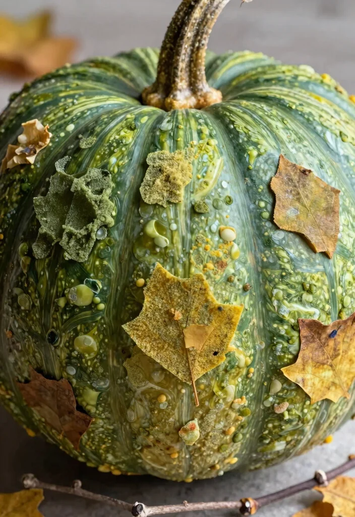 12 Green Pumpkin Painting Ideas for a Modern Fall Look 5 12 Green Pumpkin Painting Ideas for a Modern Fall Look - 5. Textured Touch 1